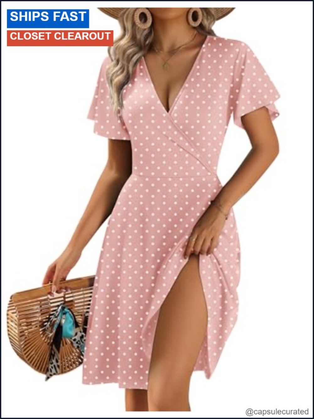 Zeagoo Womens Summer Wrap V Neck Floral A-Line Ruffle Sleeve Sundress